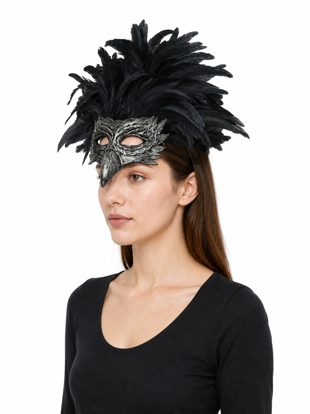 Carnival Eagle Mask with Black Feathers