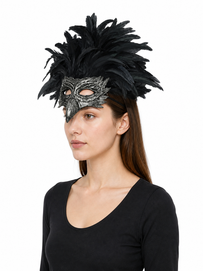 Carnival Eagle Mask with Black Feathers