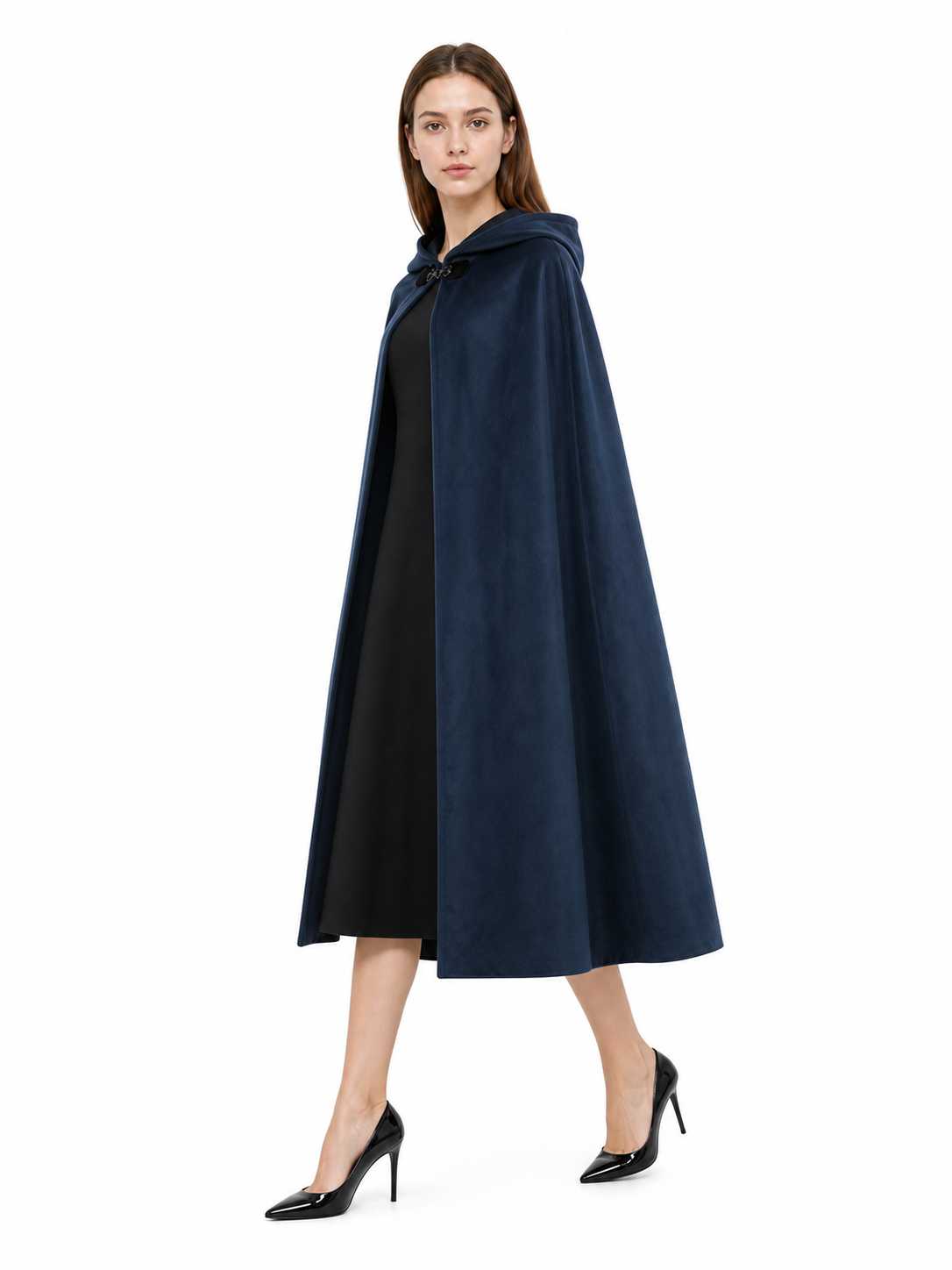 Dark Blue Hooded Costume Cloak