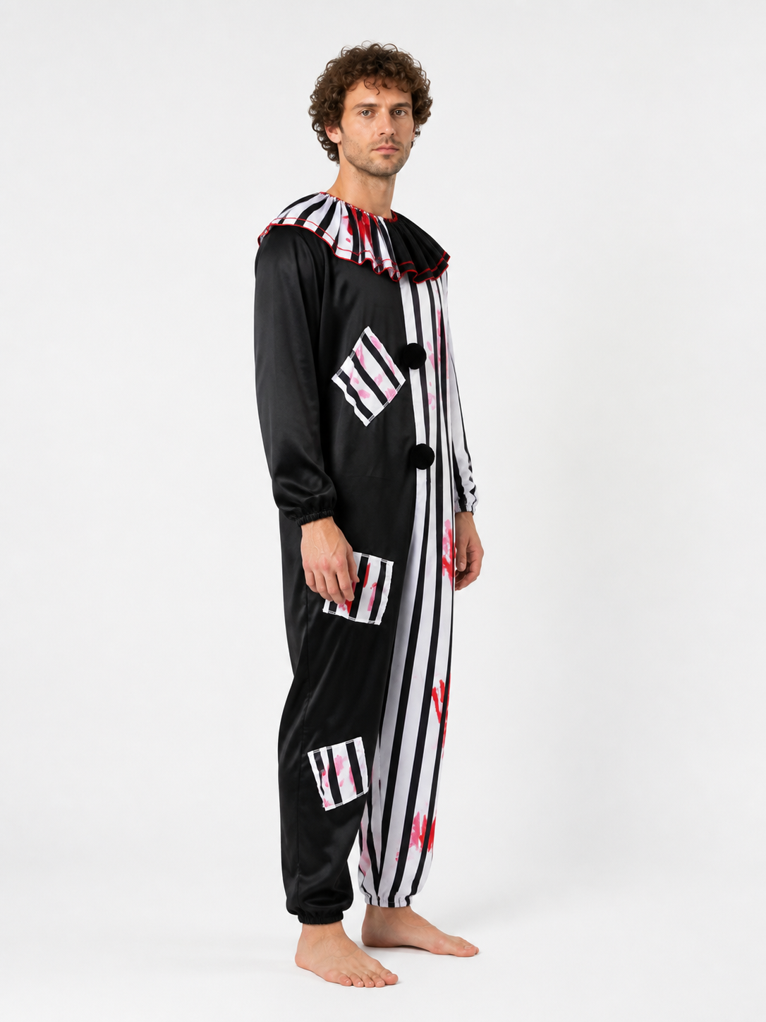 Clown Costume Jumpsuit for Cosplay and Stage side view