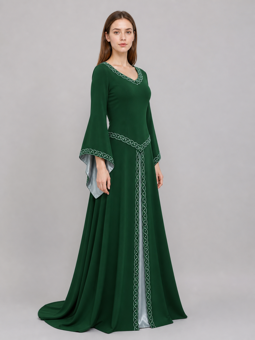 Long Celtic-Style Embroidered Dress