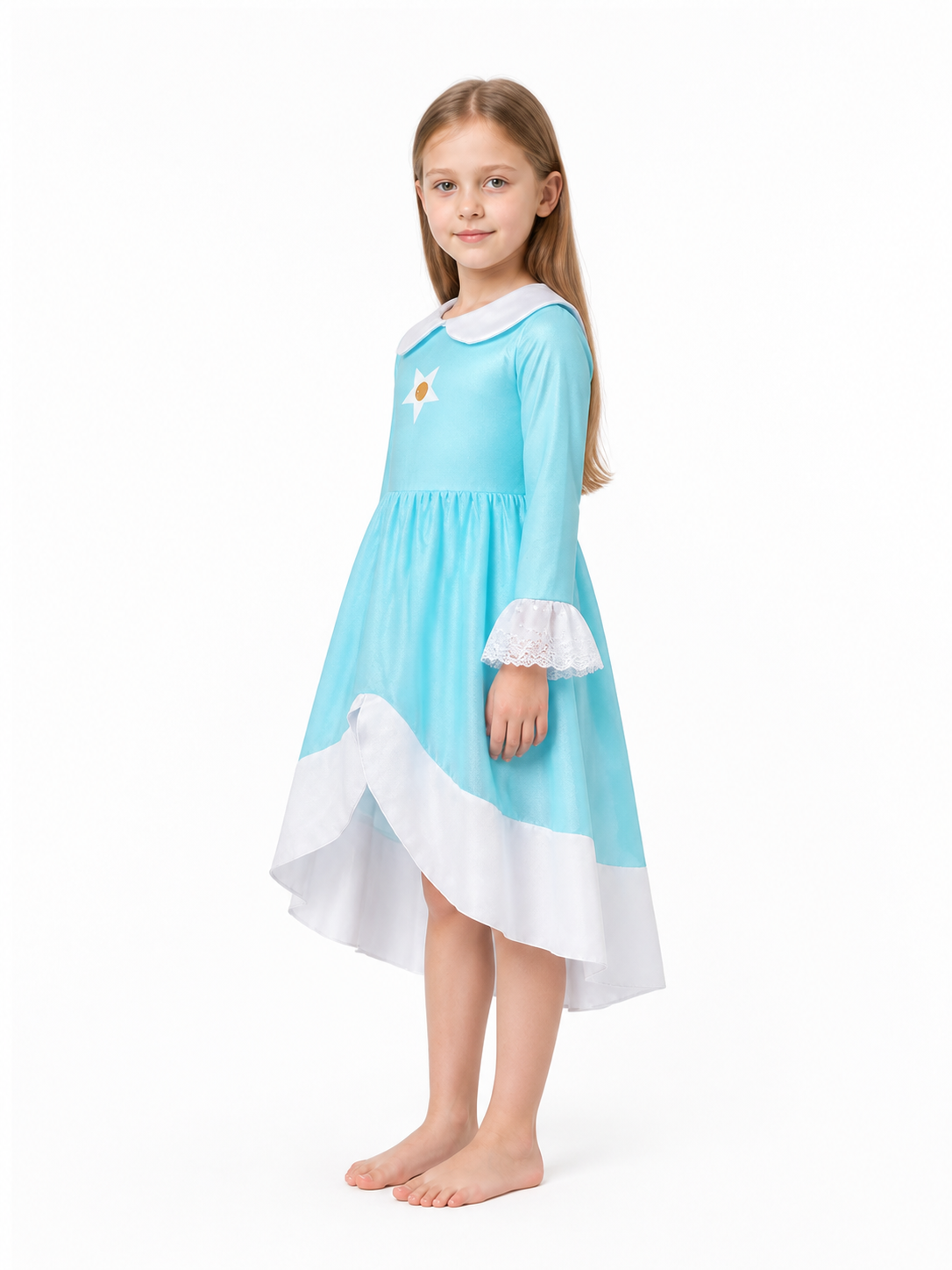 Rosalina Dress, Light Blue with White Stars side view