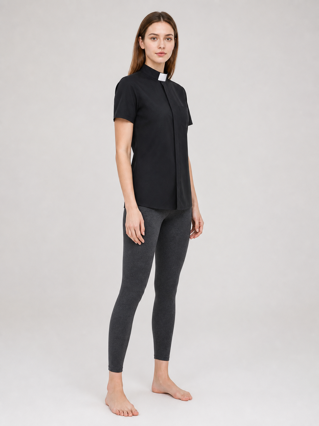 Black cosplay shirt with a stand collar