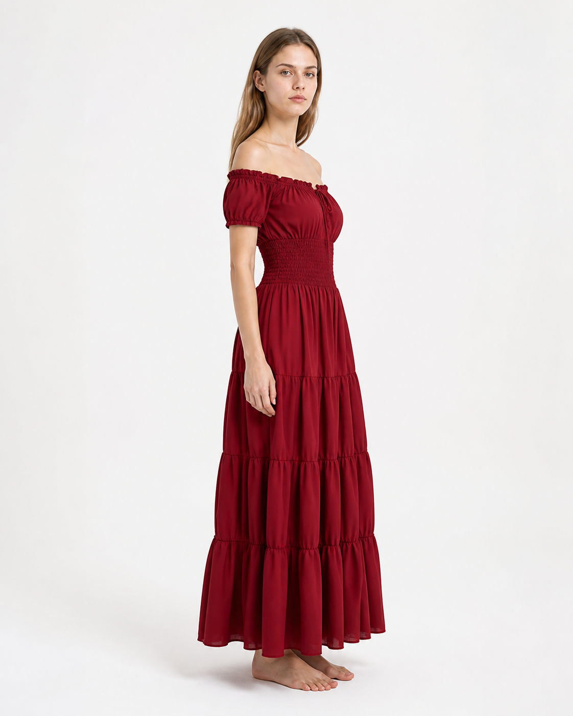 Tiered Off-the-Shoulder Stage Dress