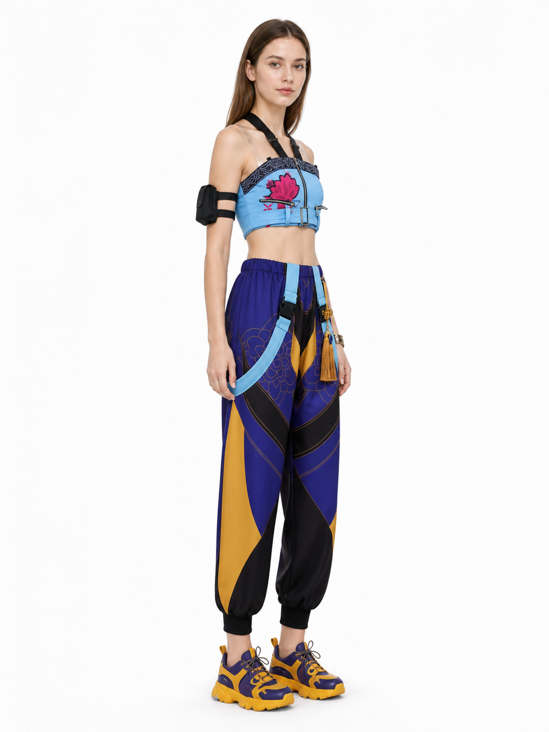 Cosplay Costume with a Cropped Top and Pants side view