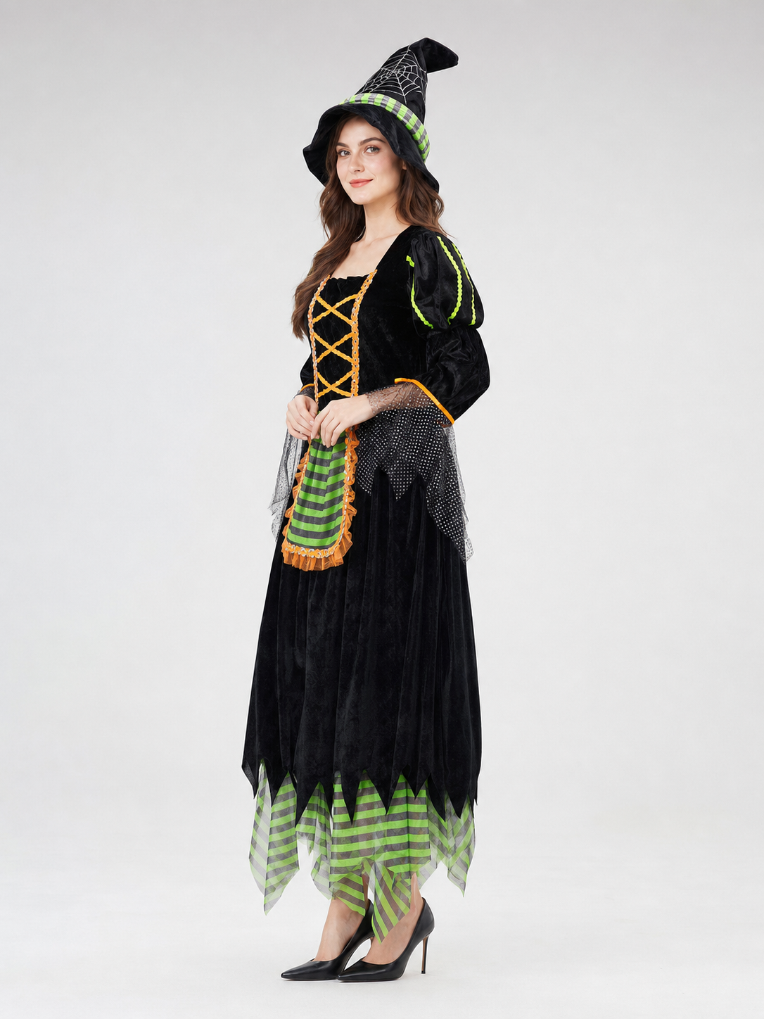 Witch Costume with Pointed Hat for Cosplay
