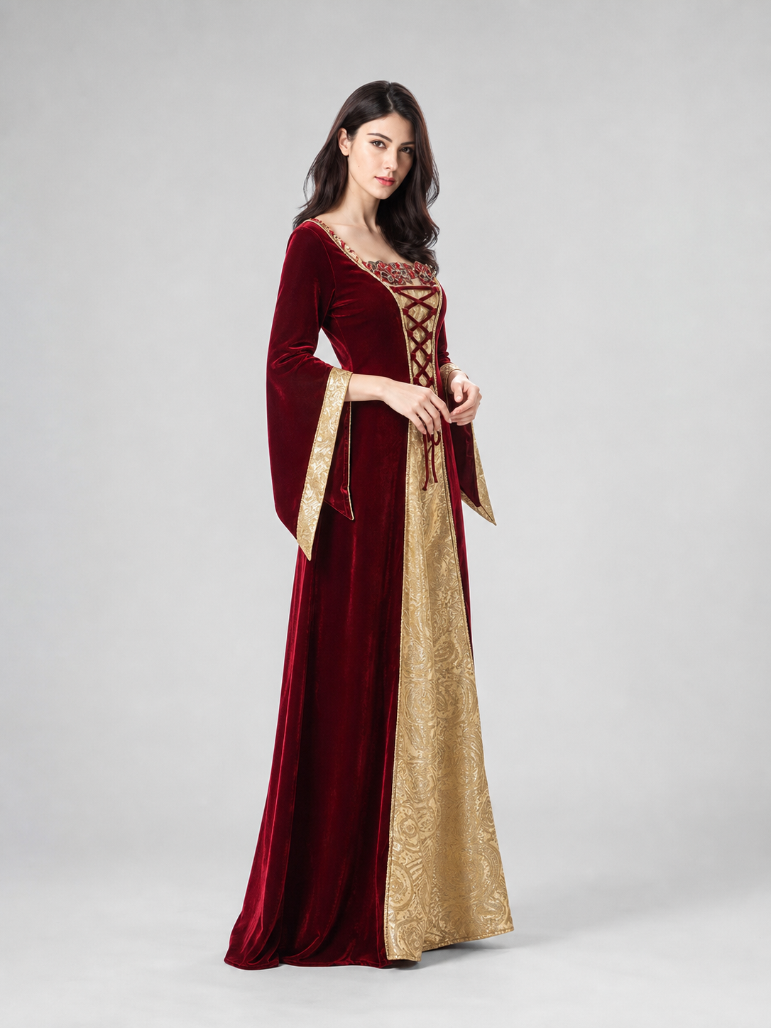 Halloween dress designed in the style of a European medieval costume, suitable