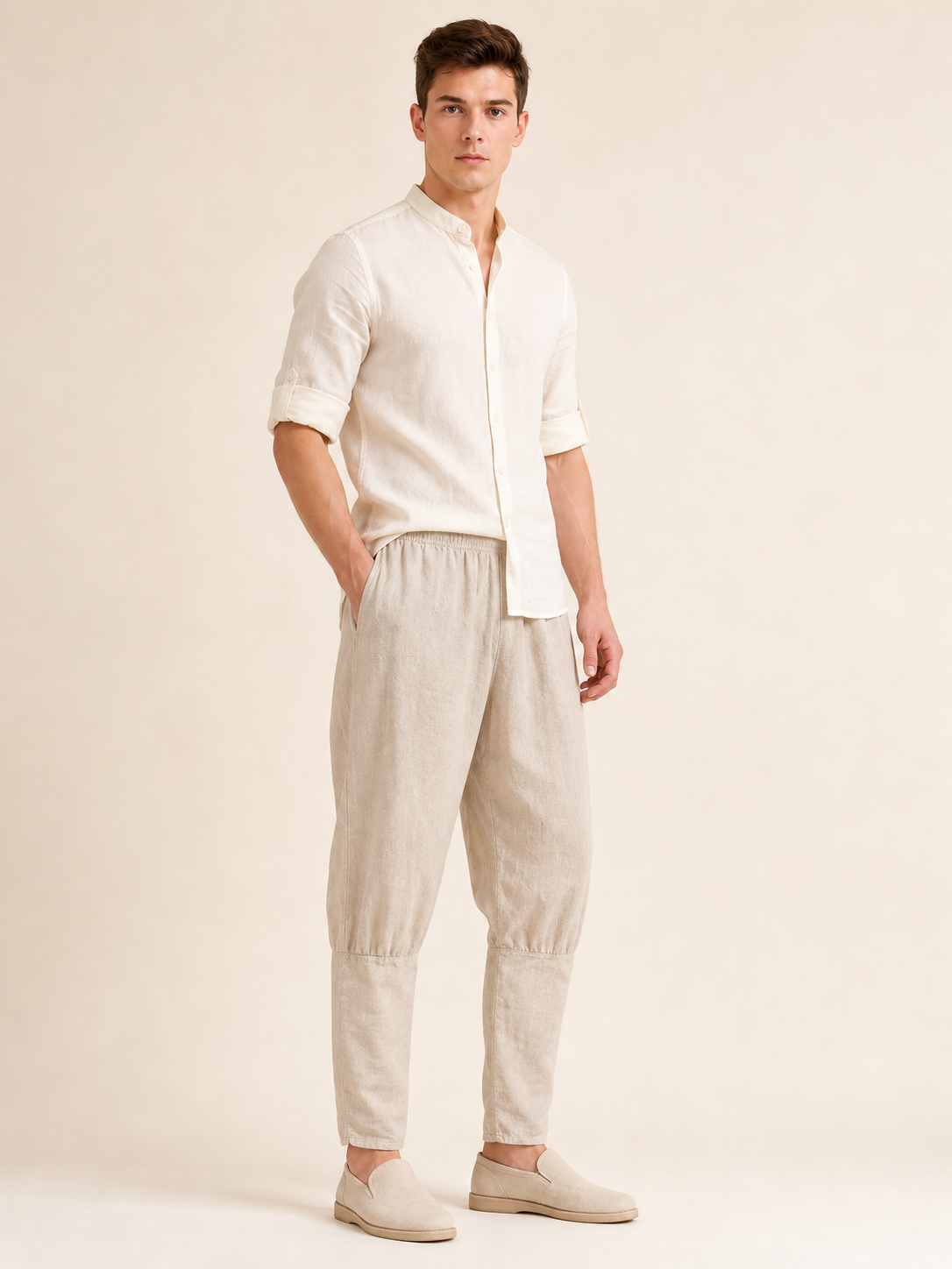Loose-Fit Cuffed Pants for a Costume Look