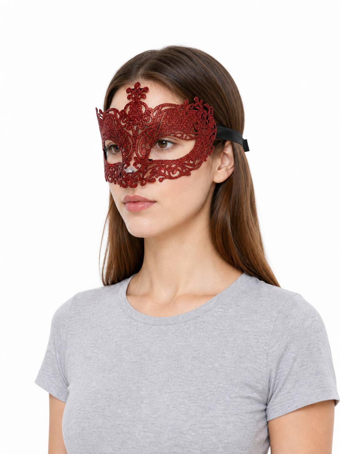 Red Glitter Masquerade Eye Mask