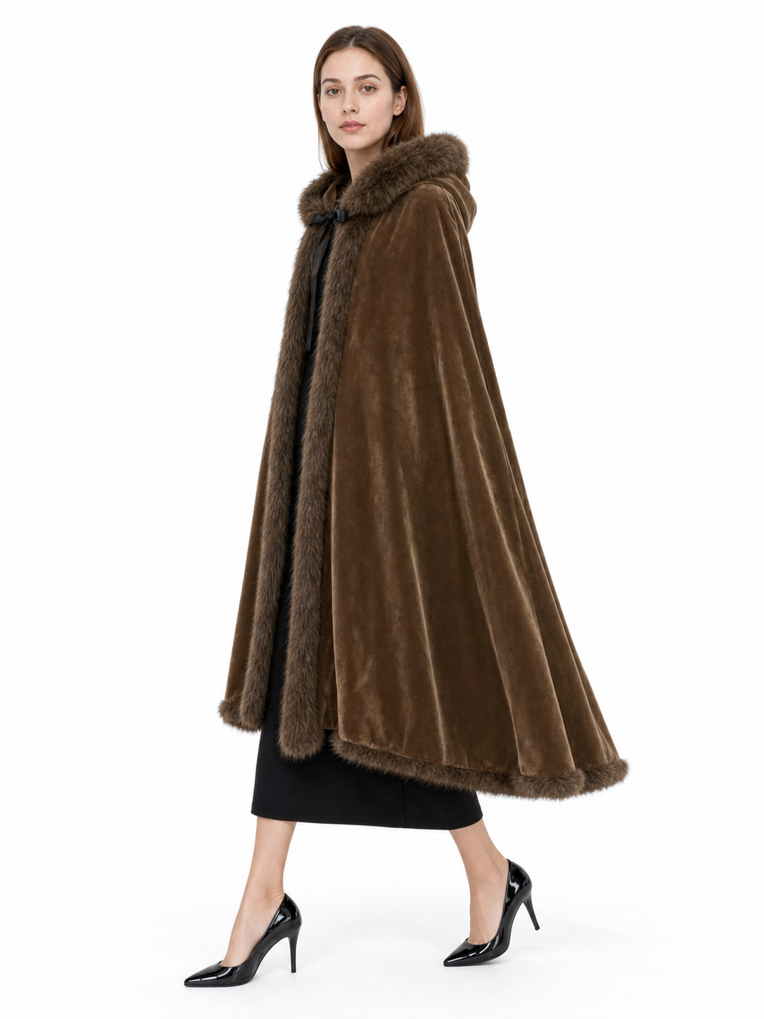 Brown Hooded Costume Cape