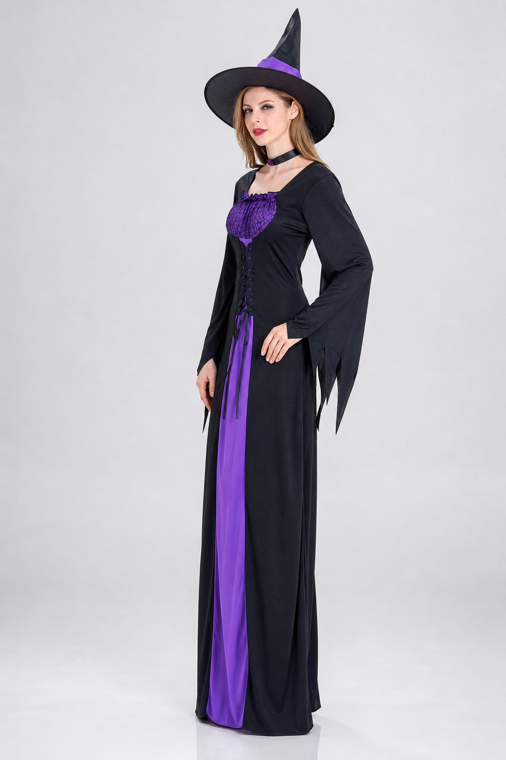 Witch Costume: Purple Dress, Hat, and Accessories