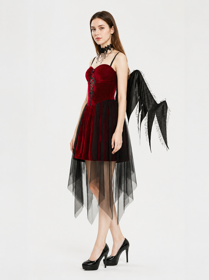 Dress and Cape Costume, Gothic Style side view