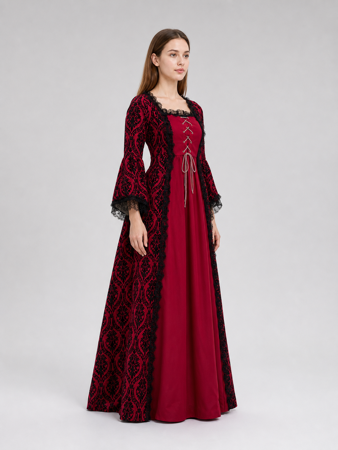 Renaissance Dress with Lace and a Full Skirt