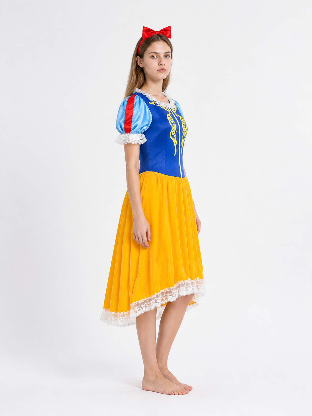 Plus-Size Princess Costume with Bow and Lace side view