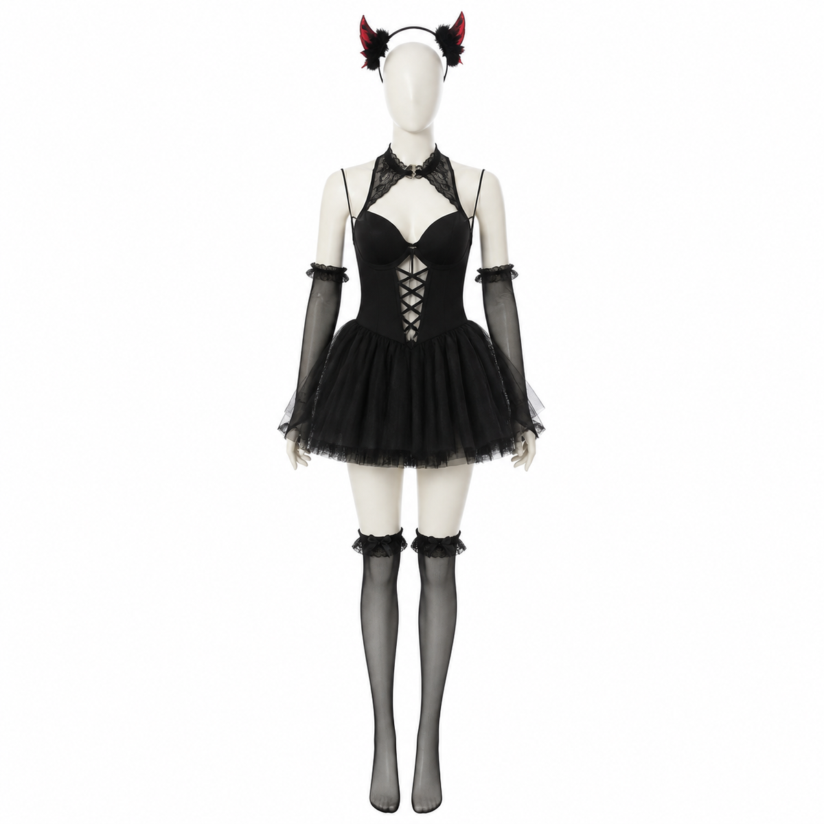 Lolita Devil Costume with Full Skirt for Halloween side view