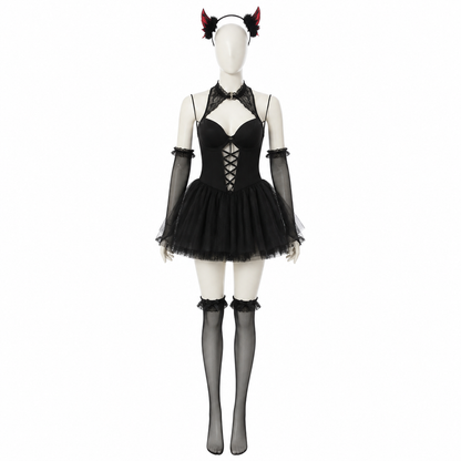 Lolita Devil Costume with Full Skirt for Halloween side view