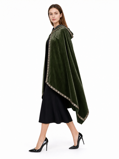 Green asymmetrical long carnival cape