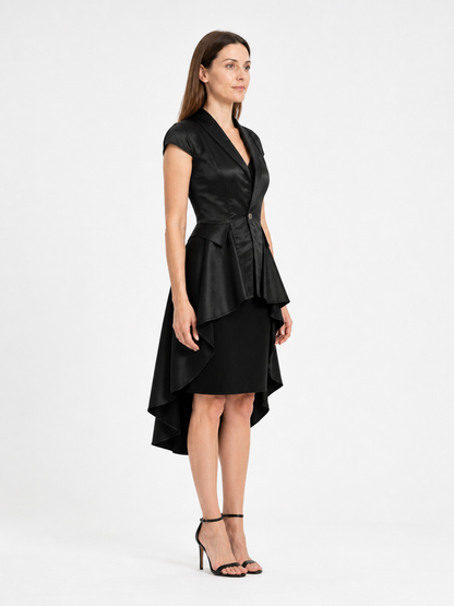 Black Gothic Tailcoat with Tails and Short Sleeves side view