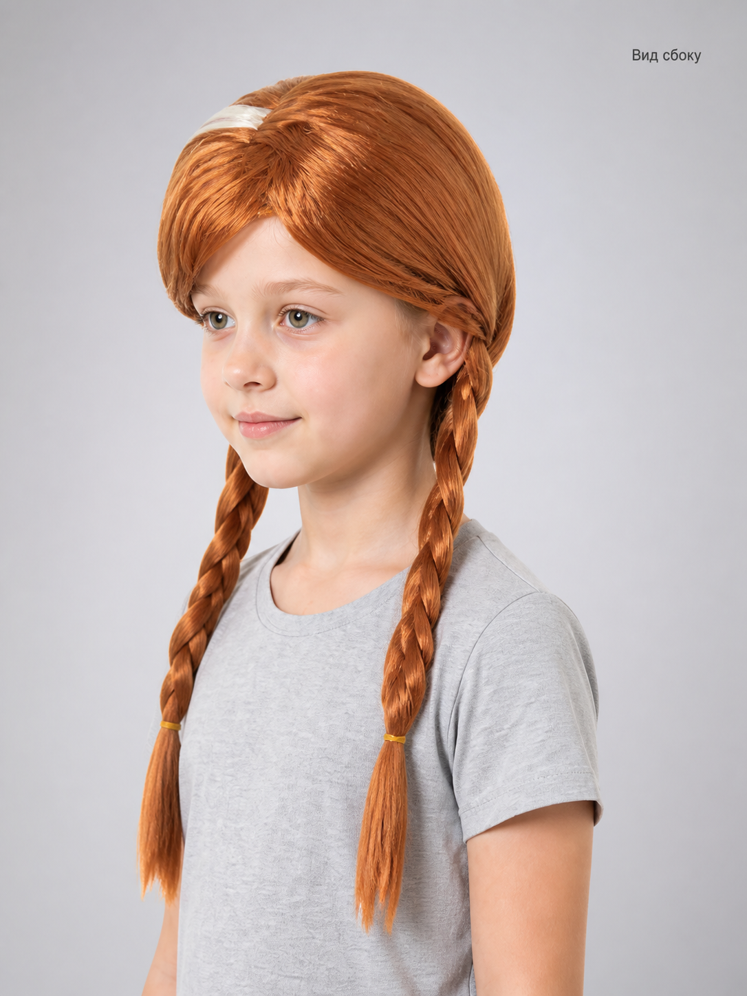 Halloween and cosplay carnival wig with two braids side view