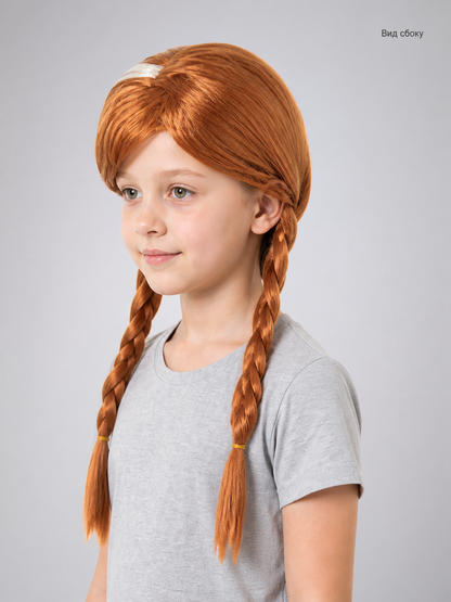 Halloween and cosplay carnival wig with two braids side view