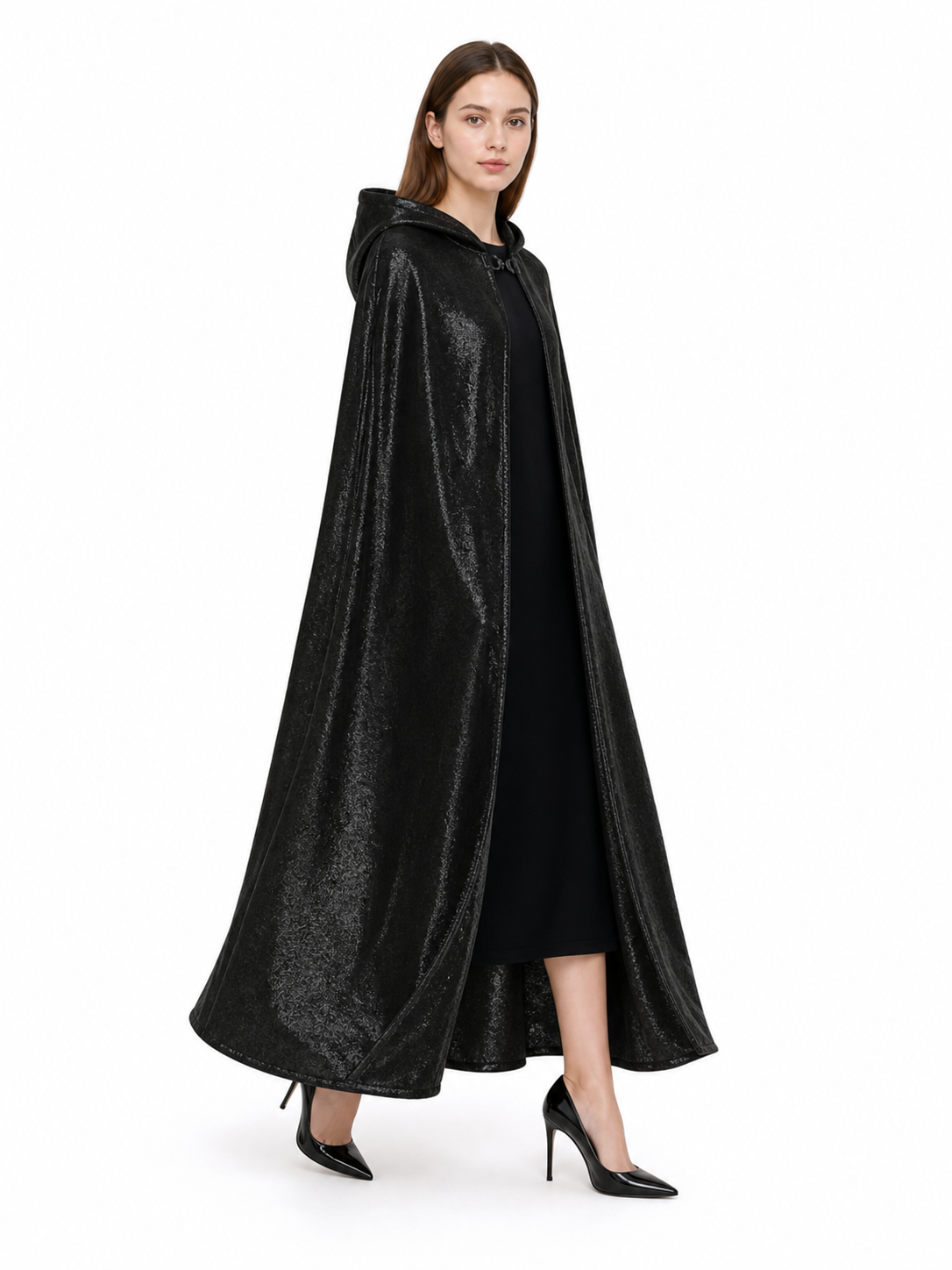 Black Gothic Hooded Carnival Cloak