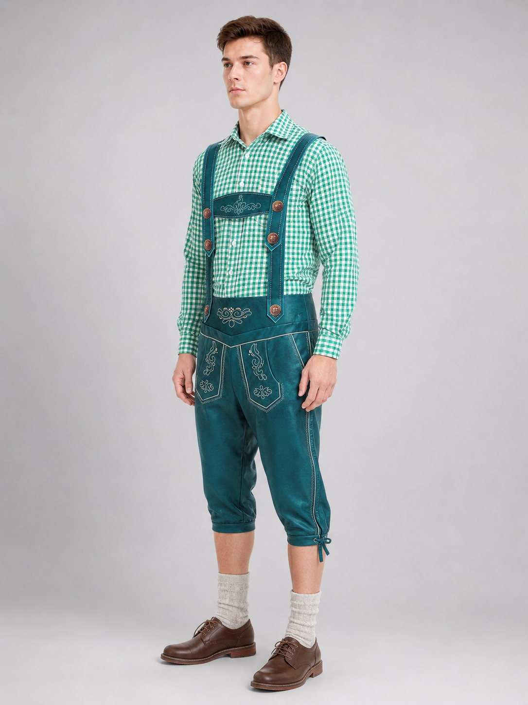Plaid Bavarian-Style Shirt for Oktoberfest