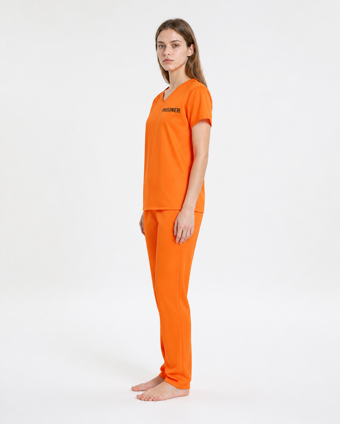 Prison Uniform Costume — T-Shirt and Pants side view