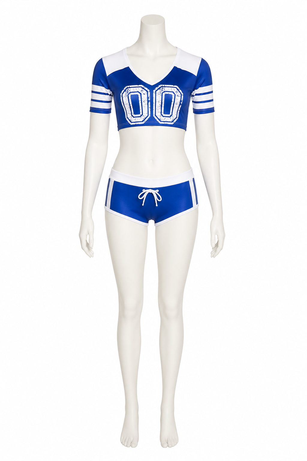 Blue and White Stage Costume with Number 00 side view