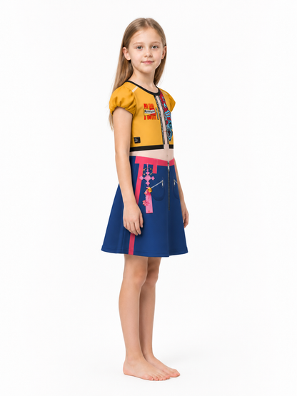 Halloween Costume Dress with Print and Zipper