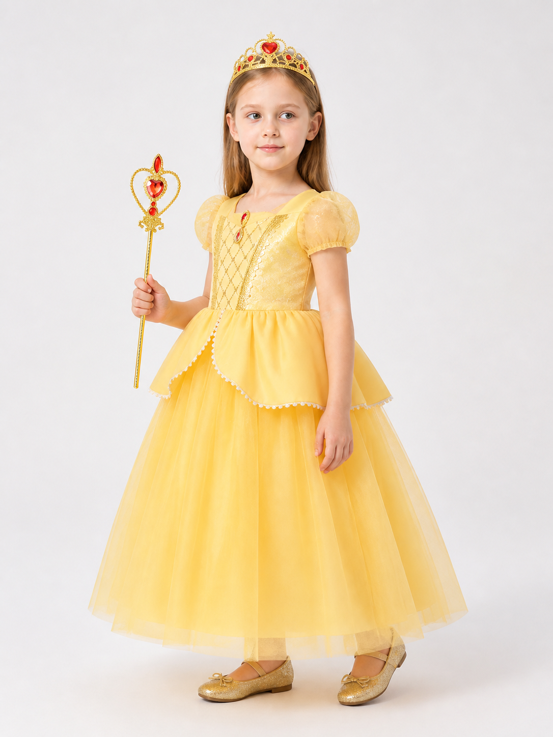 Princess Costume with Yellow Dress for Halloween side view
