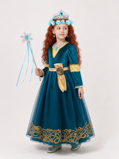 Blue-Green Princess Costume for Halloween side view