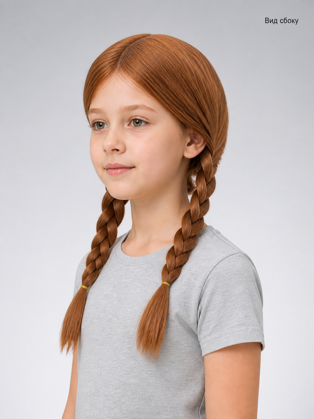 Brown Carnival Wig with Two Braids for Halloween side view
