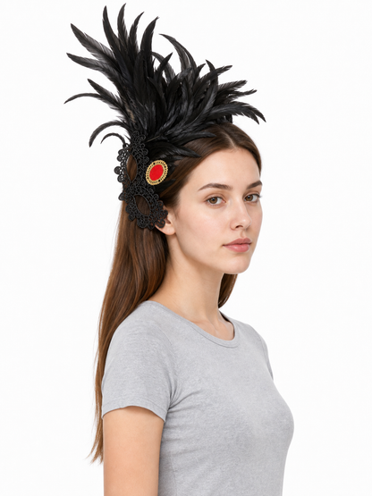 Carnival Headpiece with Black Feathers