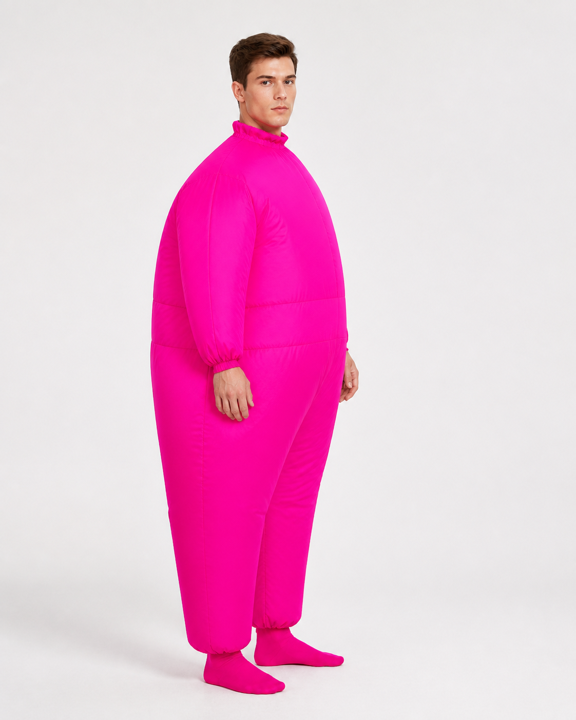 Neon Pink Inflatable Jumpsuit for Parties side view