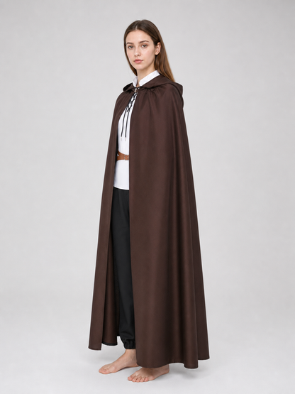 Halloween Medieval Knight Pirate Cosplay Hooded Cloak, Long Loose Cape With Pointed Hood And Front Cross Lacing