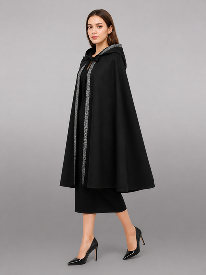 Long Black Hooded Costume Cloak