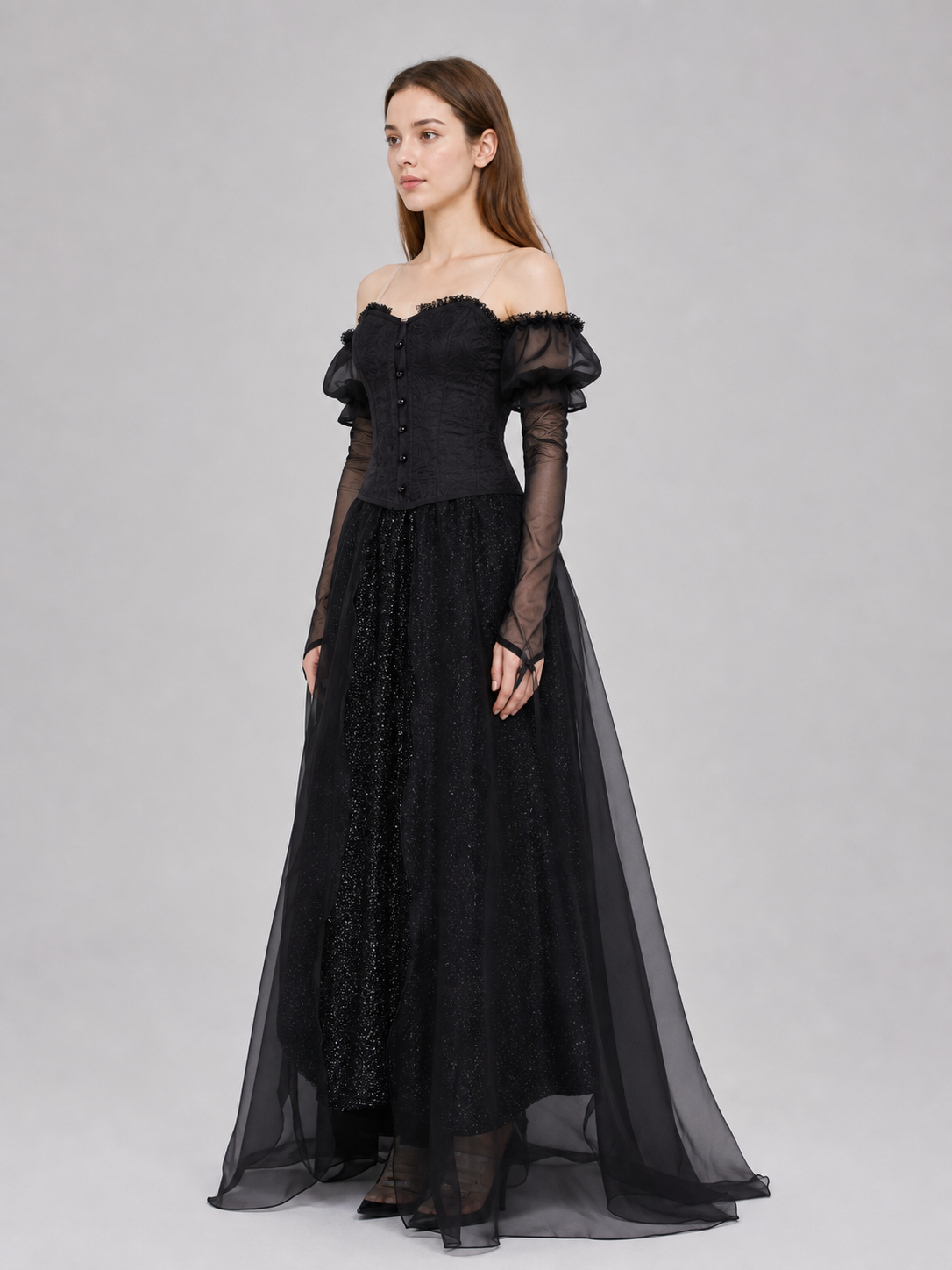 Gothic Black Cosplay Dress with Belt