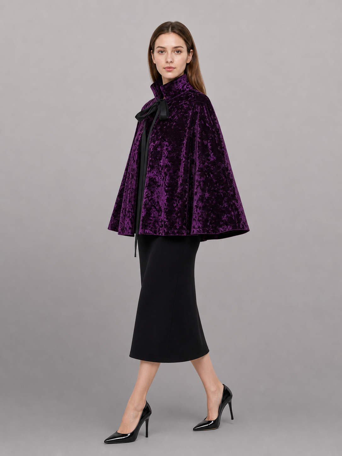 Purple Carnival Cape with Black Accents