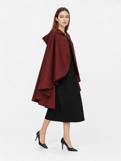 Burgundy Hooded Costume Cloak for Cosplay
