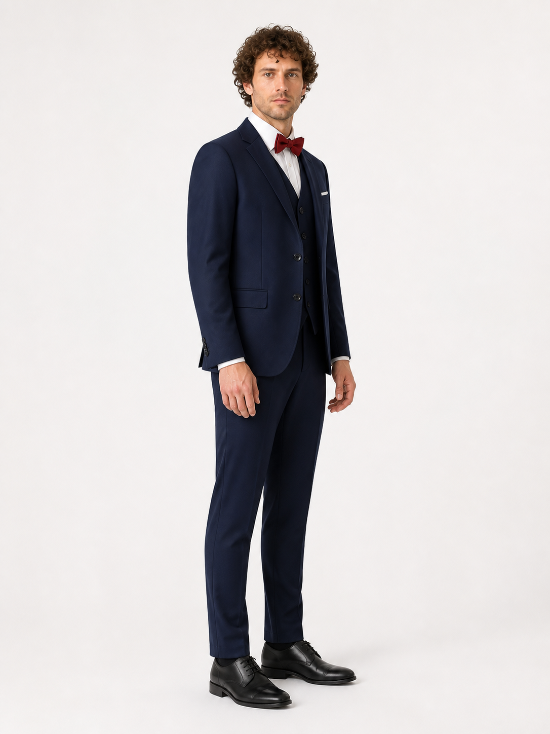 Dark Navy Five-Piece Children's Suit with Bow Tie