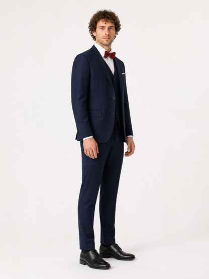 Dark Navy Five-Piece Children's Suit with Bow Tie