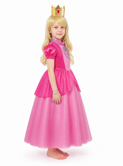 Princess Costume with Dress, Wig, and Crown side view