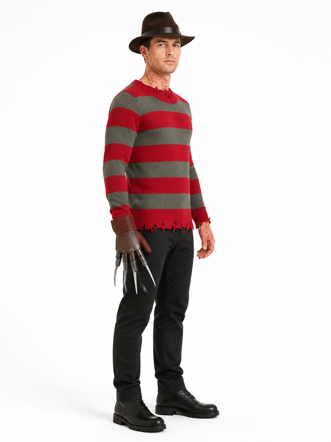 Freddy Krueger Costume with Mask and Gloves for Halloween