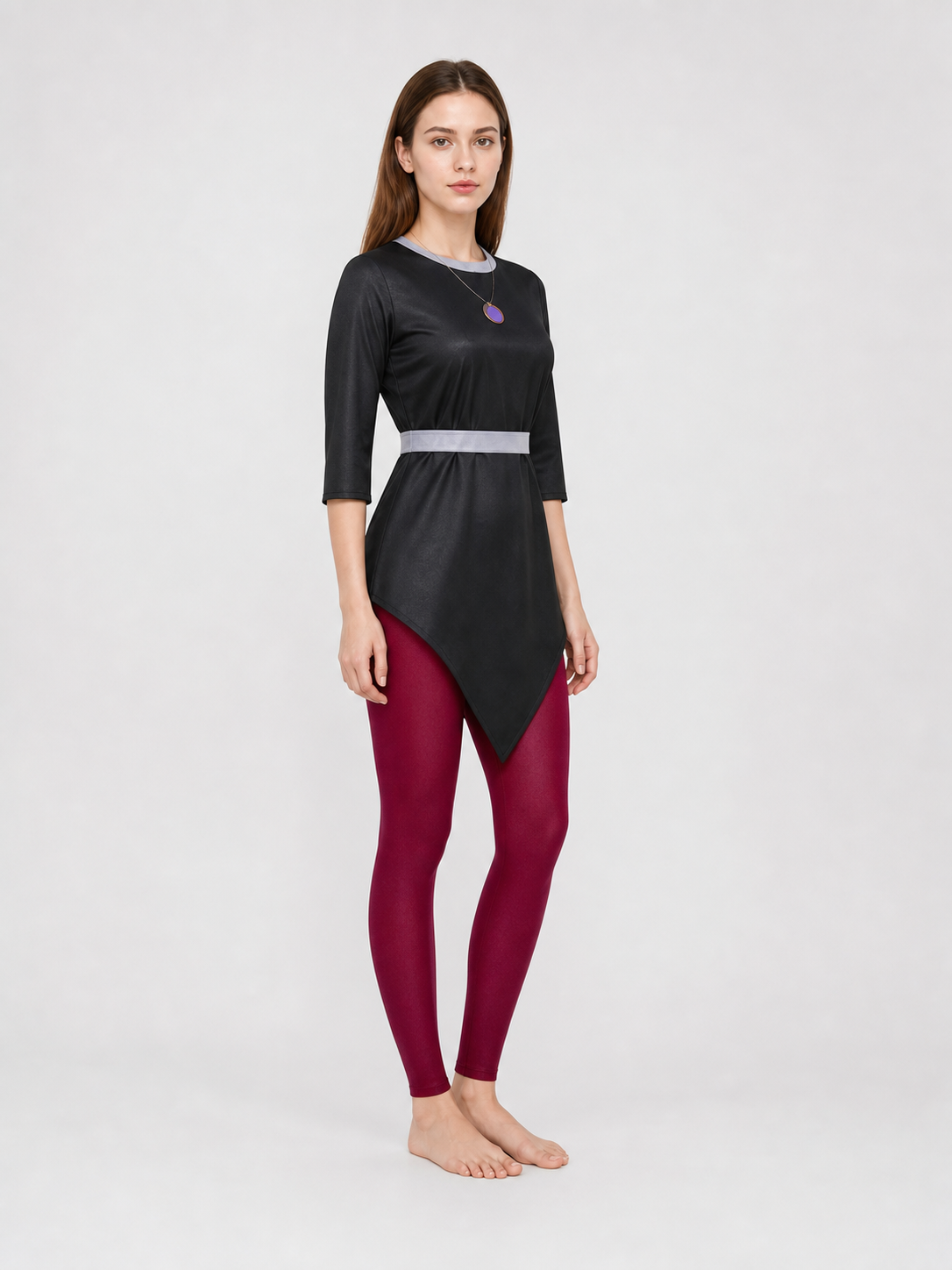 Amity Cosplay Costume: Black Top and Burgundy Bottom