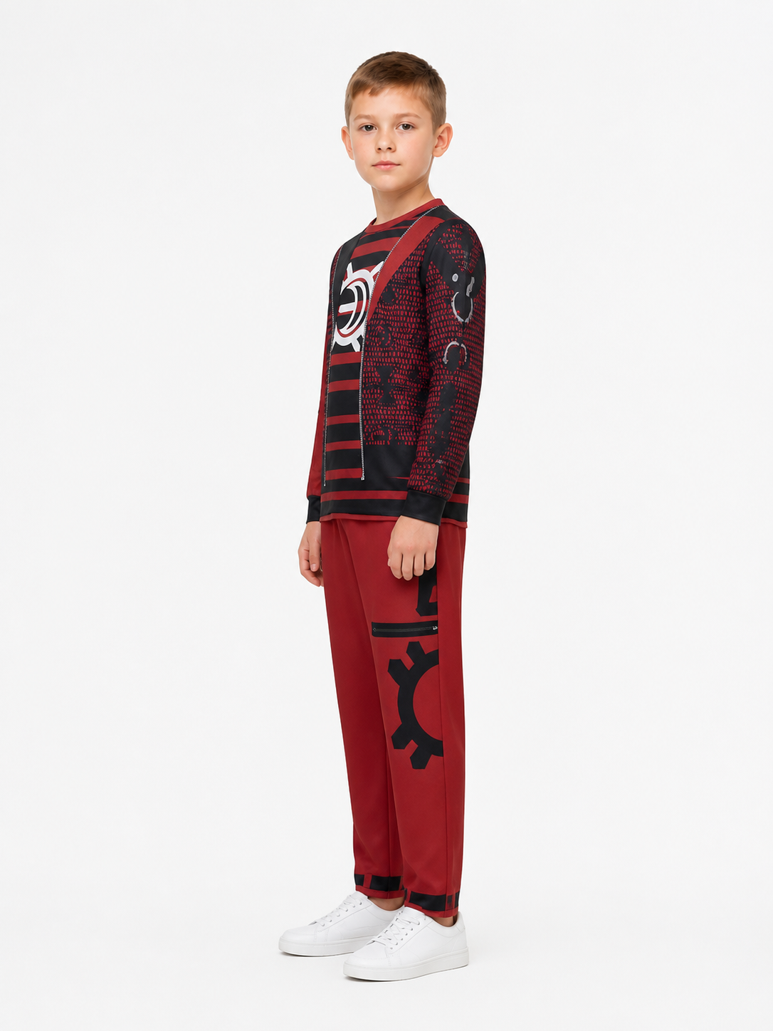 Victor Cosplay Costume, Red and Black, 2 Pieces side view