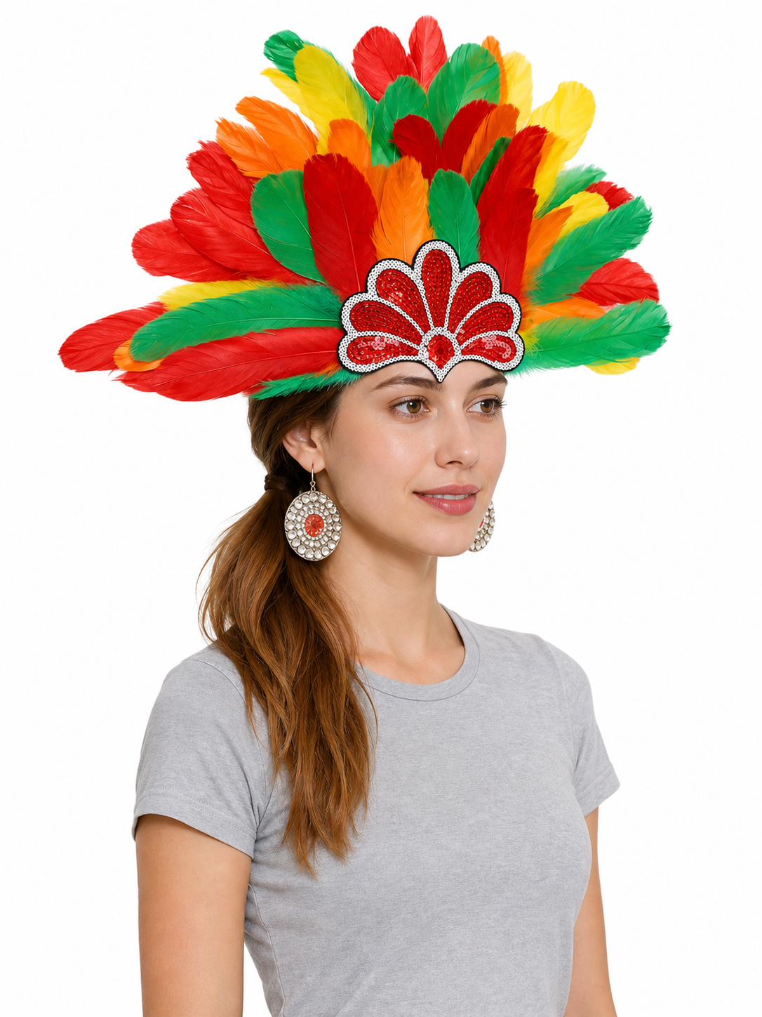 Carnival Headpiece with Multicolored Feathers
