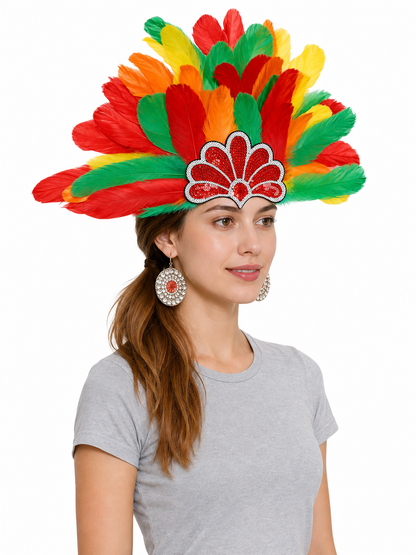 Carnival Headpiece with Multicolored Feathers