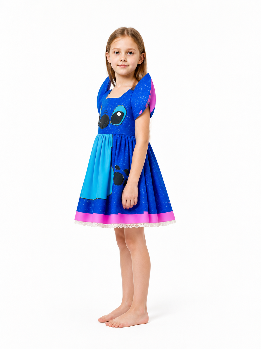 Stitch Costume with a Full Skirt and Puff Sleeves side view