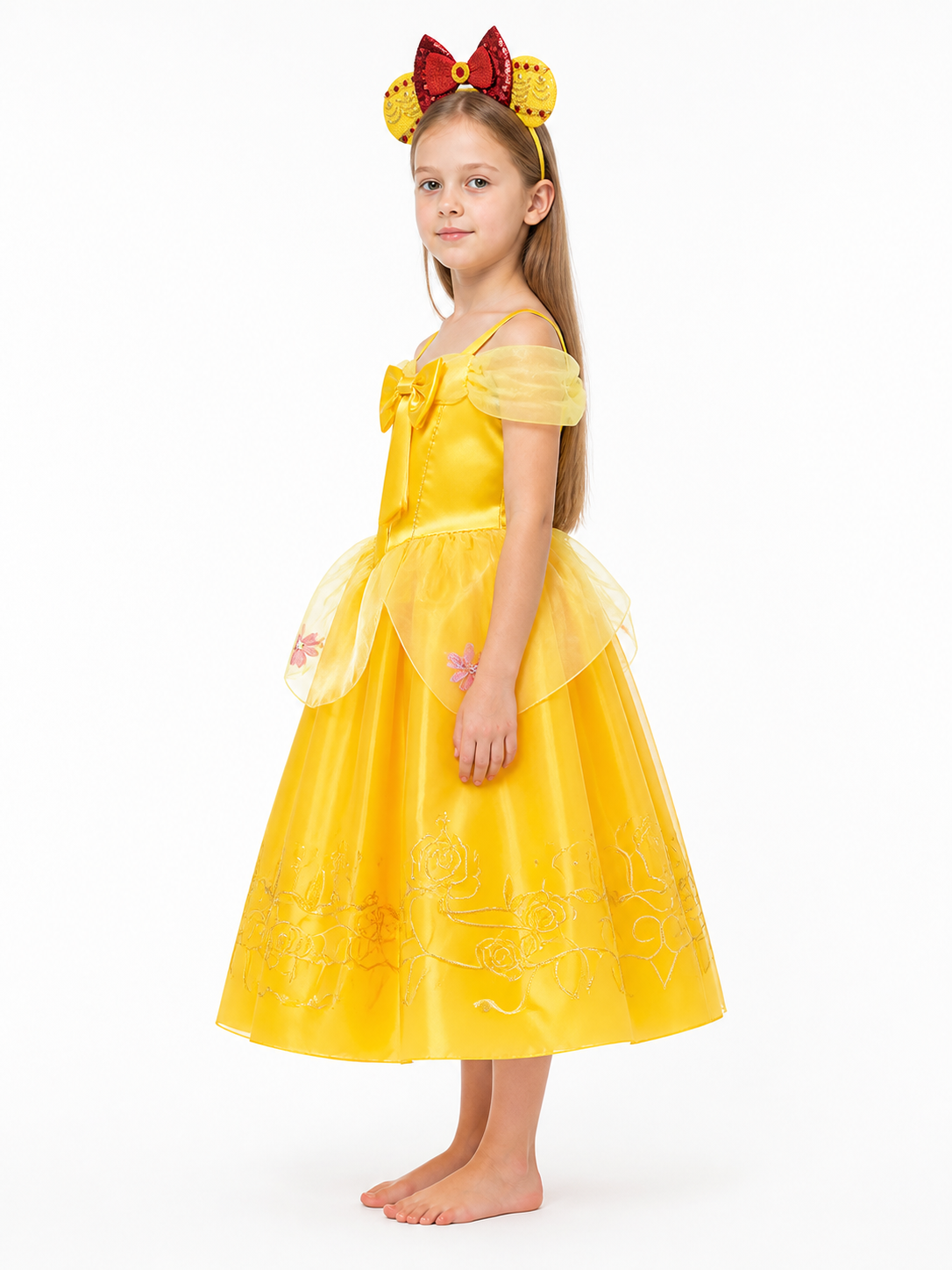 Belle Dress with Bow and Embroidery for Celebrations side view