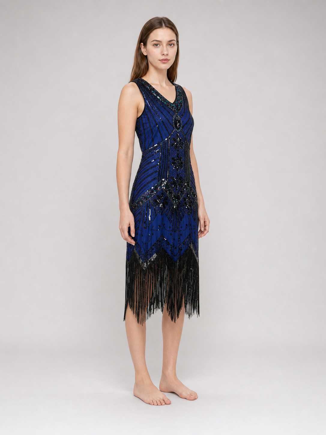 Art Deco Dress with Fringe and Sequins
